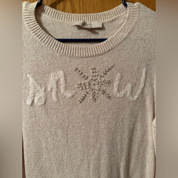 LOFT Women's White Snowflake Sweater - Picture 2 of 5
